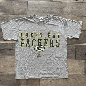 Vintage 1997 Riddell Green Bay Packers NFL Gray Graphic T-Shirt Mens Medium USA
